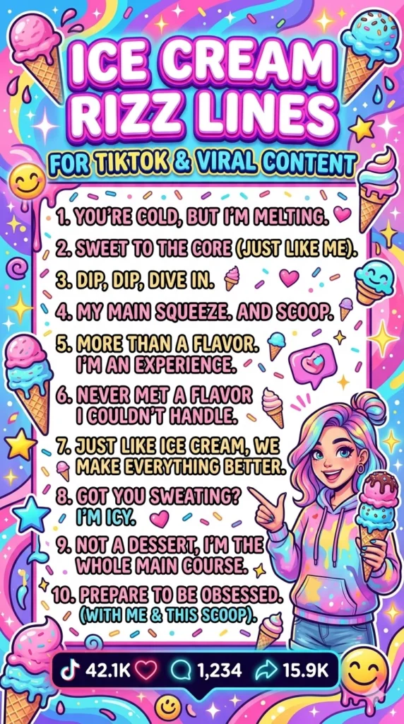 ice cream rizz lines