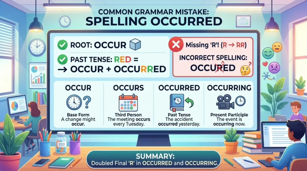 occurred vs occured